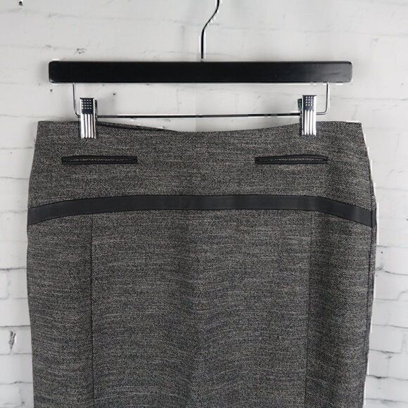 EXPRESS BLACK TWEED WITH FAUX LEATHER ACCENTS BUSINESS OFFICE WORK SKIRT SIZE 6 - Picture 4 of 10
